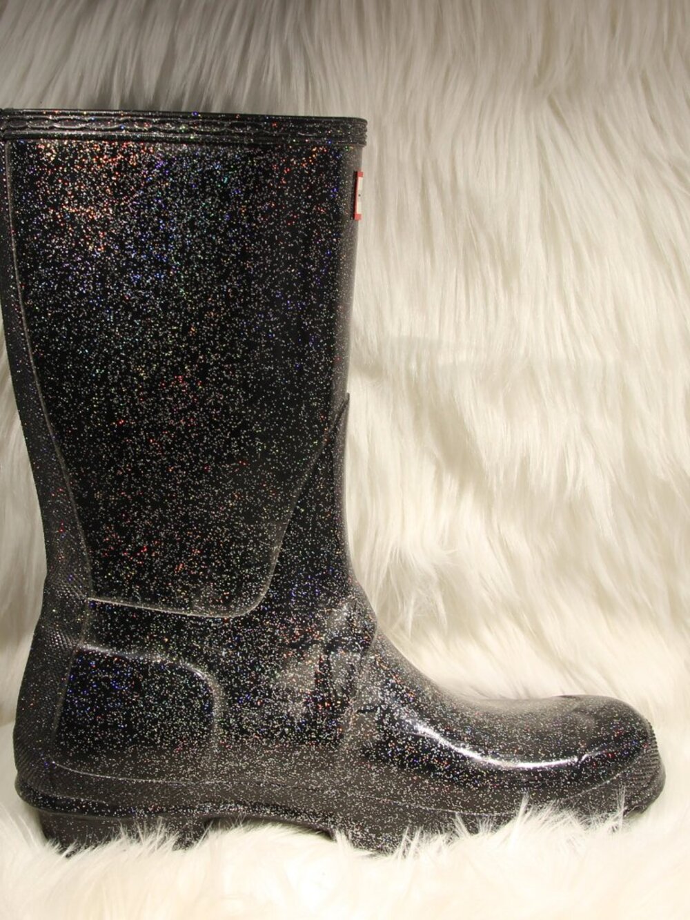 Hunter Women’s Starcloud Rain Boots Black Glitter US8 - EU39 - See Video - Picture 5 of 11